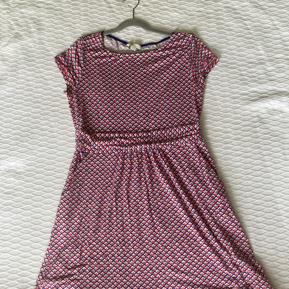 Boden Jersey Dress Pink, Blue and White Size 8P